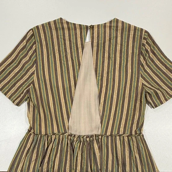 THE Korner Multi Color Striped Metallic Tiered Maxi Dress 38 US 6/8 Med W497 - Picture 7 of 11
